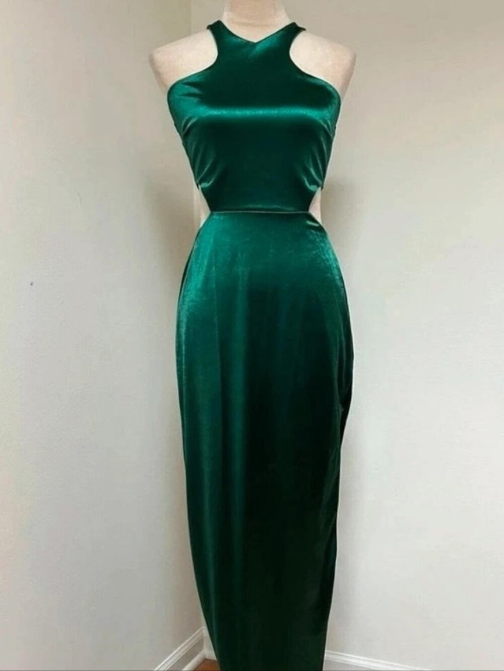 Gorgeous Lulus Emerald Green Satin Cutout Formal Dress - Size M